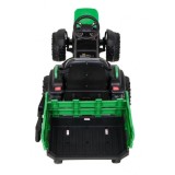 JOKO Elektrický Traktor s vlečkou, diaľkové ovládanie, penové kolesá, kožené sedadlo, Lopatka, zelený