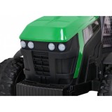 JOKO Elektrický Traktor s vlečkou, diaľkové ovládanie, penové kolesá, kožené sedadlo, Lopatka, zelený