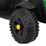 JOKO Elektrický Traktor s vlečkou, diaľkové ovládanie, penové kolesá, kožené sedadlo, Lopatka, zelený
