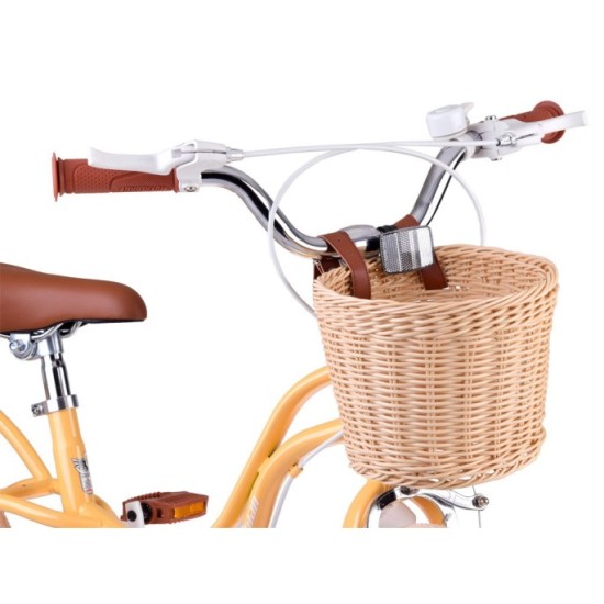 RoyalBaby Detský Bickyel Little Swan 16" Retro s košíkom a zvončekom, žltý