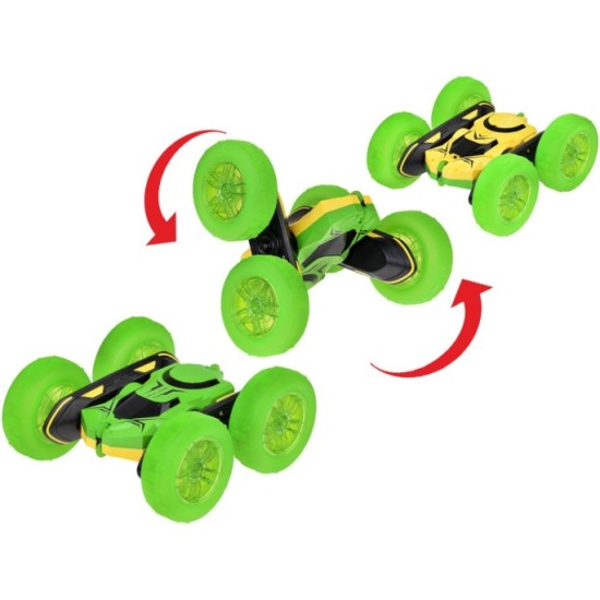 JOKO RC Auto STUNT Rolling s Otáčaním o 360 Stupňov na diaľkové ovládanie, obojstranné, so svetlom, zelené