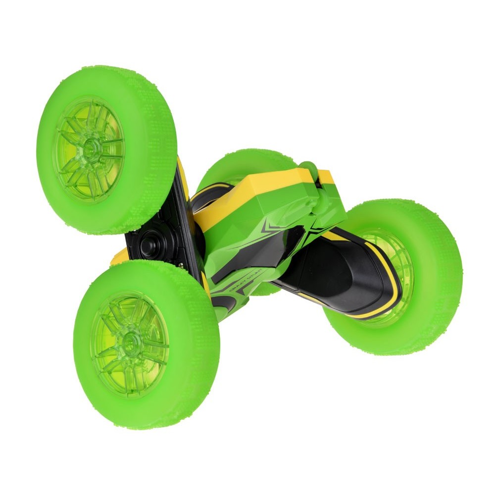 JOKO RC Auto STUNT Rolling s Otáčaním o 360 Stupňov na diaľkové ovládanie, obojstranné, so svetlom, zelené