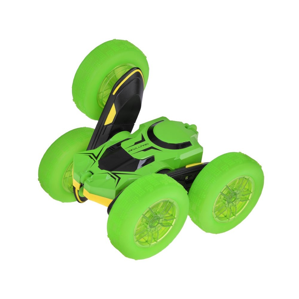 JOKO RC Auto STUNT Rolling s Otáčaním o 360 Stupňov na diaľkové ovládanie, obojstranné, so svetlom, zelené