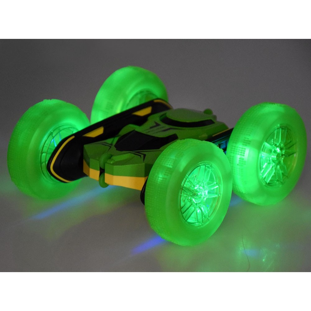 JOKO RC Auto STUNT Rolling s Otáčaním o 360 Stupňov na diaľkové ovládanie, obojstranné, so svetlom, zelené
