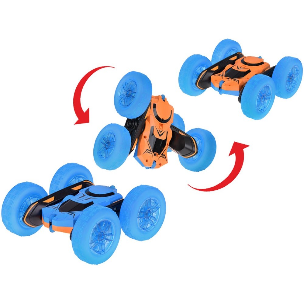 JOKO RC Auto STUNT Rolling s Otáčaním o 360 Stupňov na diaľkové ovládanie, obojstranné, so svetlom, modré