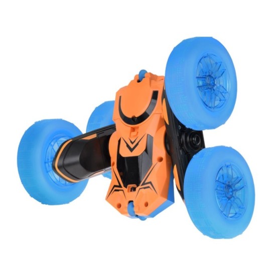 JOKO RC Auto STUNT Rolling s Otáčaním o 360 Stupňov na diaľkové ovládanie, obojstranné, so svetlom, modré