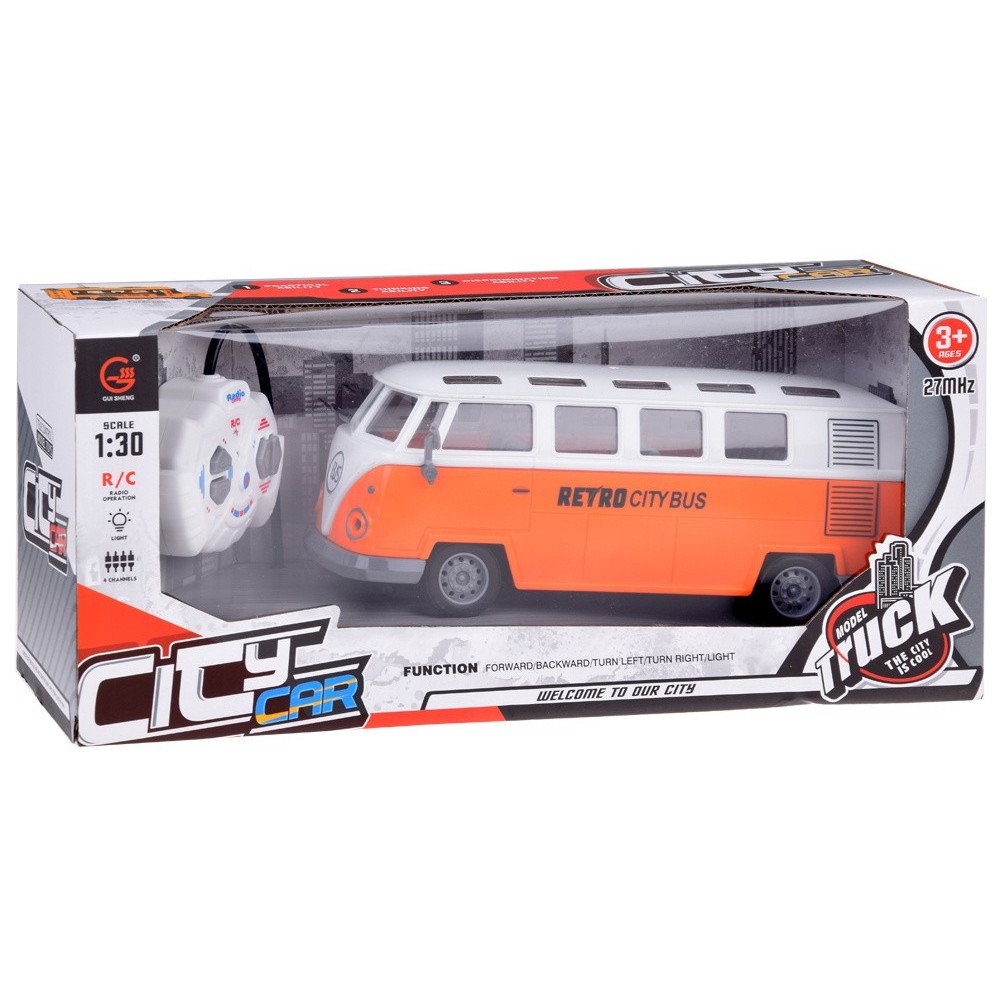 JOKO RC Autobus RETRO so svetlom na diaľkové ovládanie, oranžový