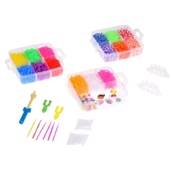 JOKO Sada Gumičky Loom Band na výrobu náramkov, náhrdelníkov 4500ks + púzdro + korálky + prívesky