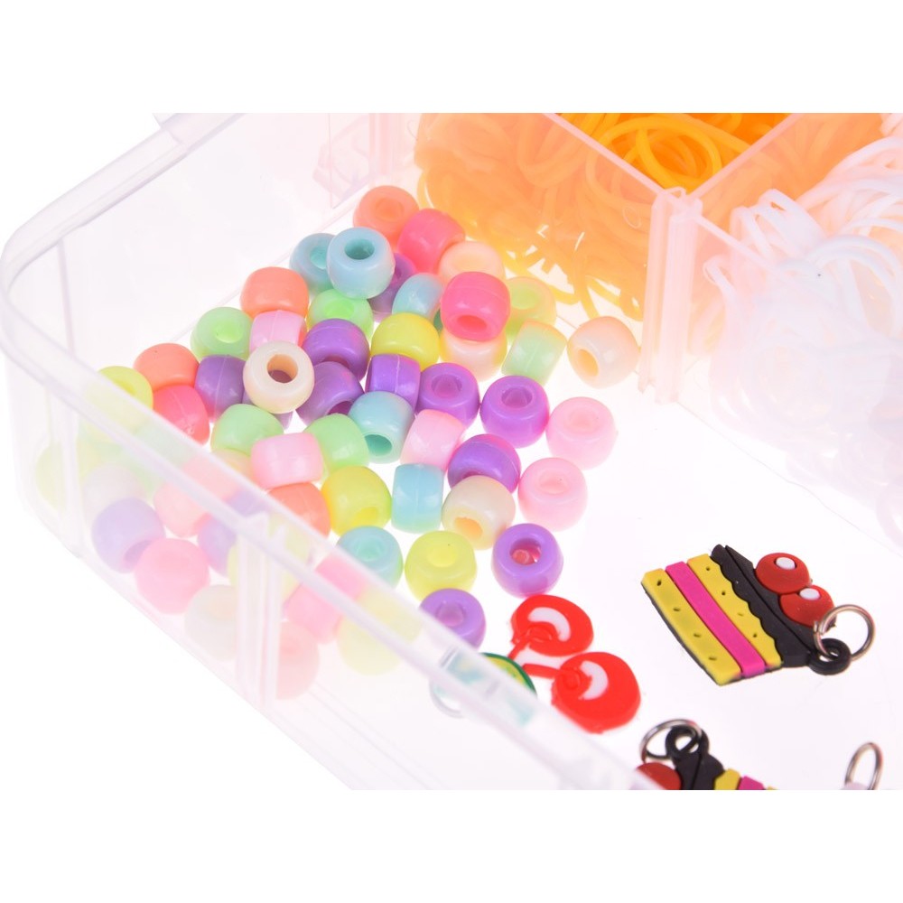 JOKO Sada Gumičky Loom Band na výrobu náramkov, náhrdelníkov 4500ks + púzdro + korálky + prívesky