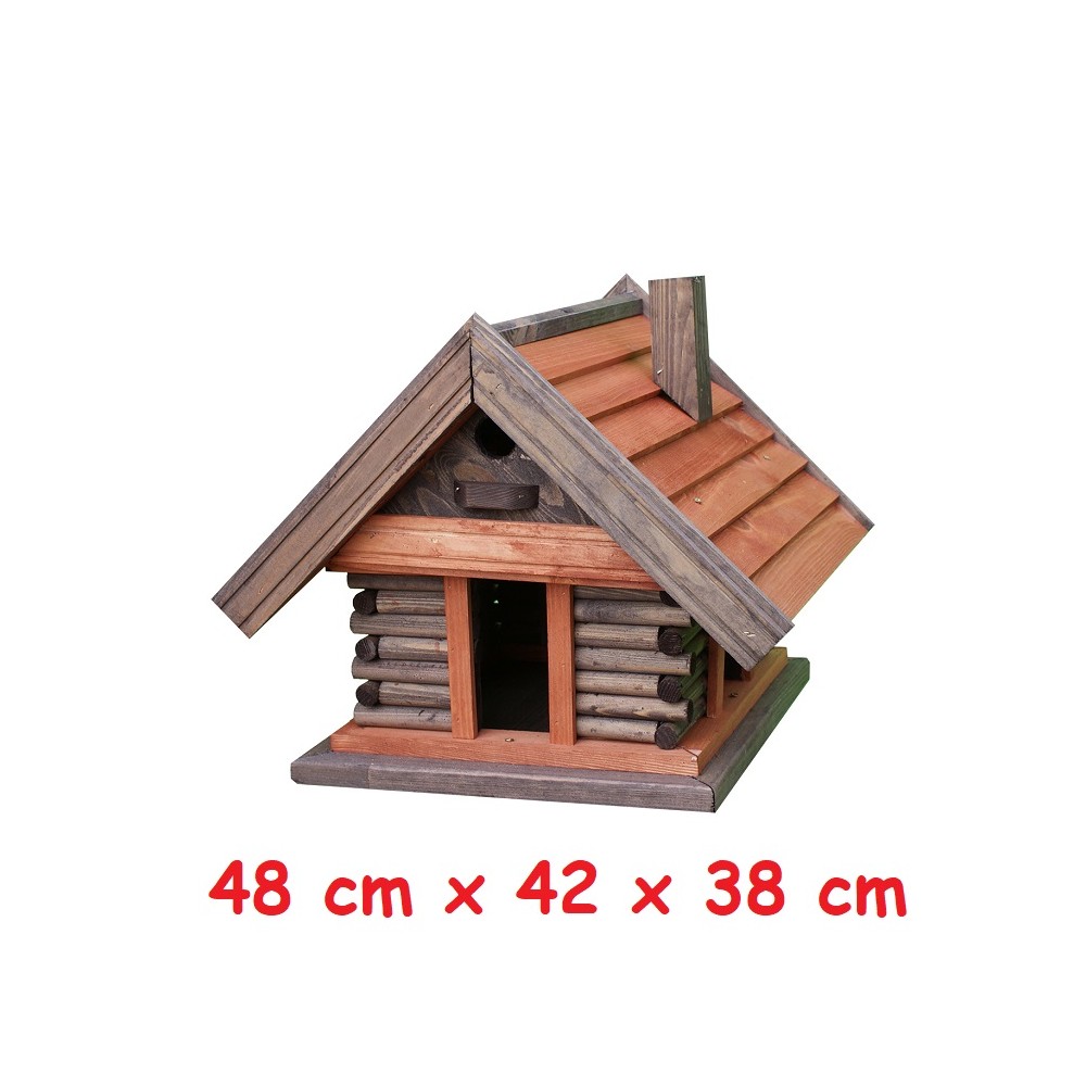 MKSTOR Drevené kŕmitko pre vtáky 48x42x38cm, vtáčia búdka, domček, palisander