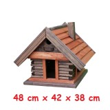 MKSTOR Drevené kŕmitko pre vtáky 48x42x38cm, vtáčia búdka, domček, palisander