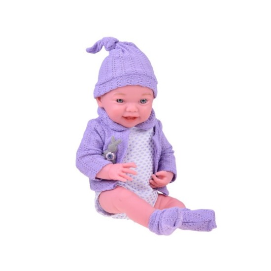 JOKO Bábika 40cm s čiapkou a svetríkom, fialová