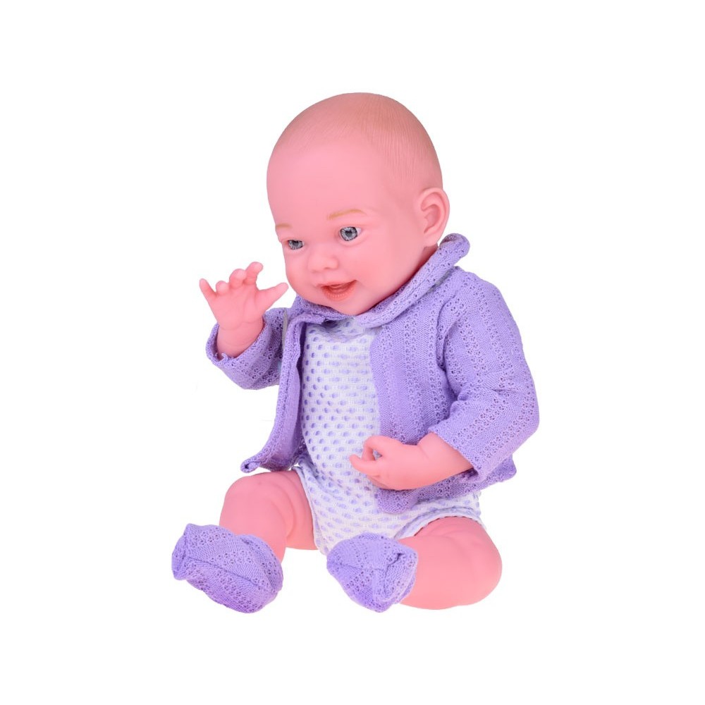 JOKO Bábika 40cm s čiapkou a svetríkom, fialová