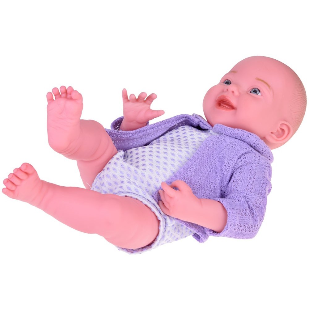 JOKO Bábika 40cm s čiapkou a svetríkom, fialová