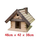 MKSTOR Drevené kŕmitko pre vtáky 48x42x38cm, vtáčia búdka, domček, natural