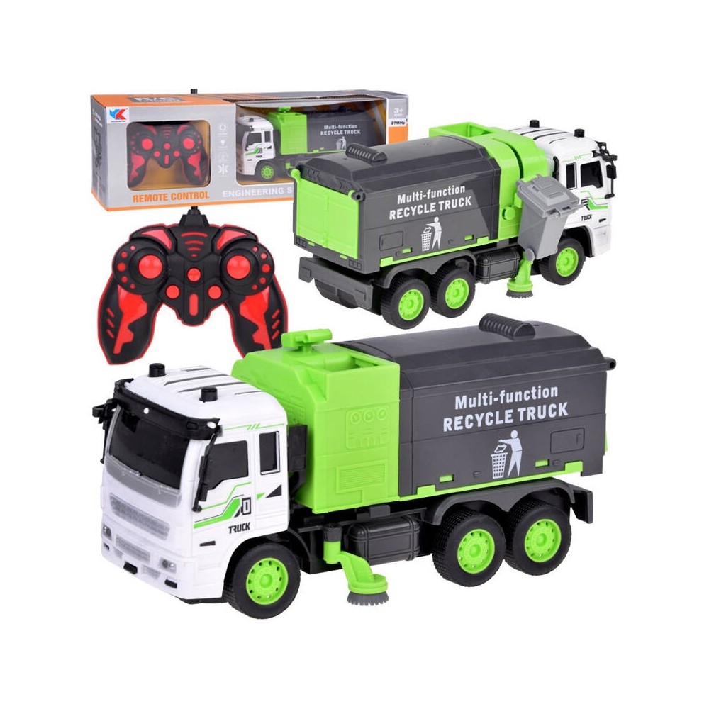 JOKO RC Smetiarske auto na diaľkové ovládanie so svetlom + Odpadkový Kôš, zelené