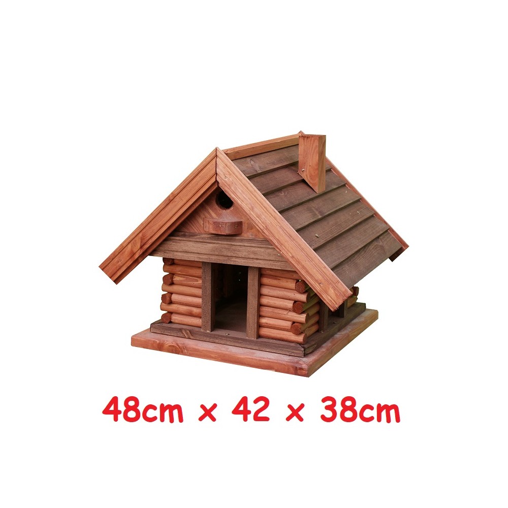 MKSTOR Drevené kŕmitko pre vtáky 48x42x38cm, vtáčia búdka, domček, braz hnedá