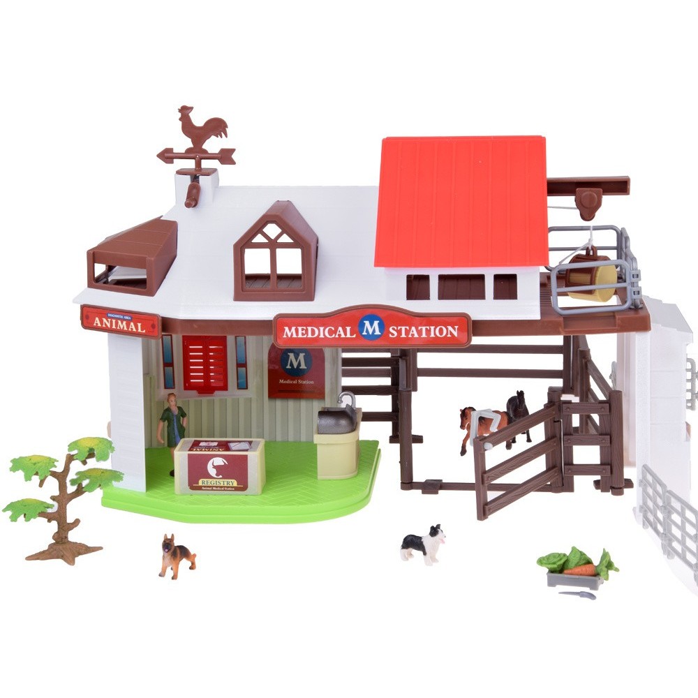 JOKO Veľká Veterinárna Klinika, Farma pre zvieratá + Traktor s vlečkou 102ks