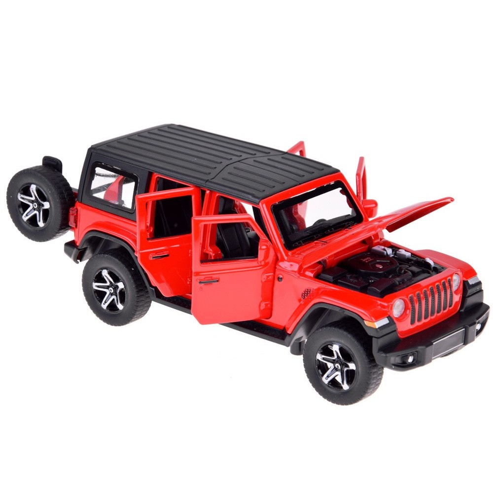 JOKO Kovové Auto Terénny Jeep Off-road s Karavanom + svetlo a zvuk, červené