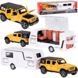 JOKO Kovové Auto Terénny Jeep Off-road s Karavanom + svetlo a zvuk, žlté