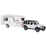 JOKO Kovové Auto Terénny Jeep Off-road s Karavanom + svetlo a zvuk, biele