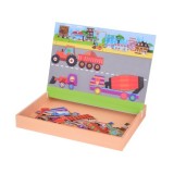 JOKO Detská Obojstranná Magnetická tabuľa 2v1, Magnetické Puzzle Autá a Fixa