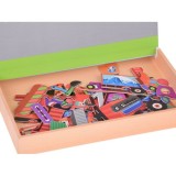 JOKO Detská Obojstranná Magnetická tabuľa 2v1, Magnetické Puzzle Autá a Fixa