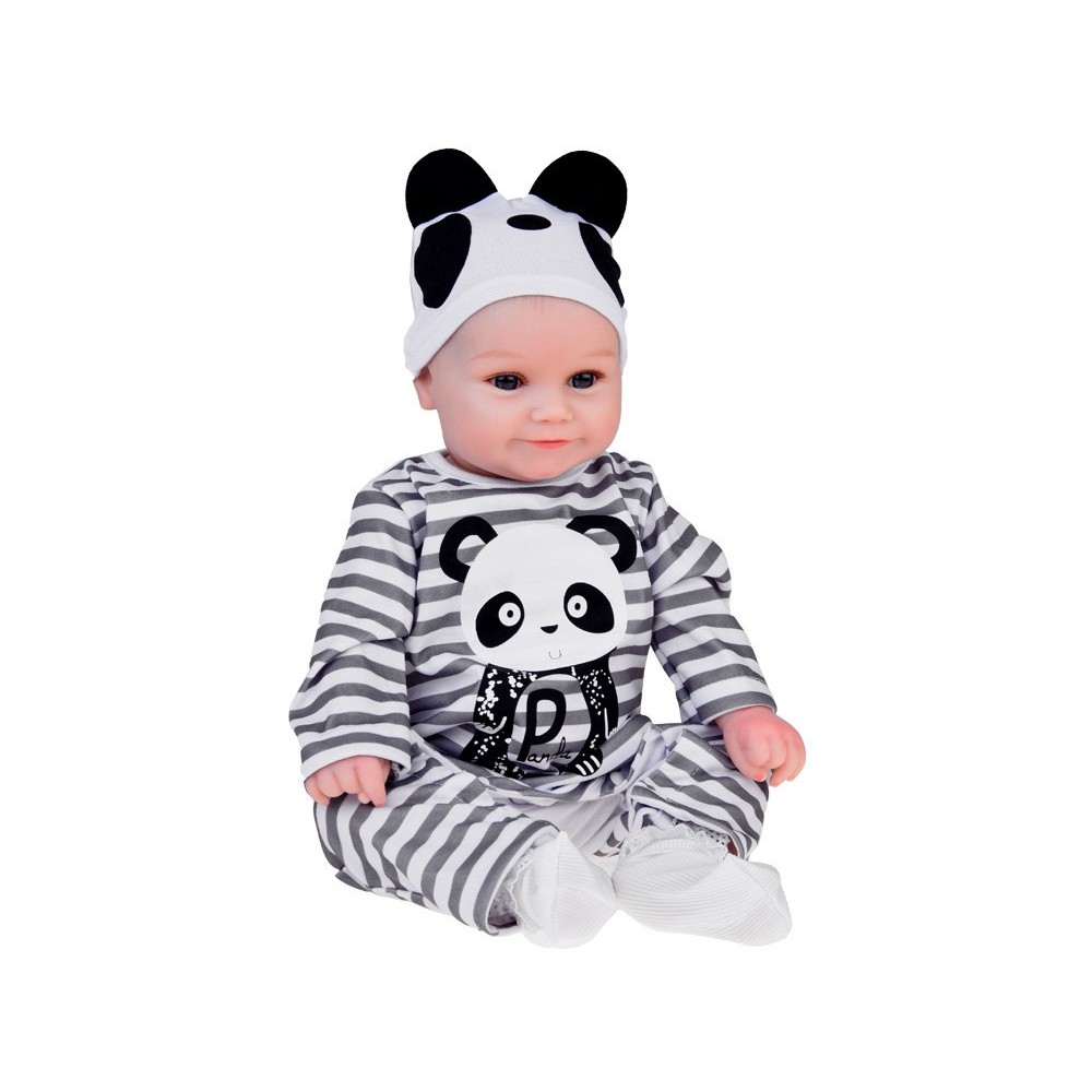 JOKO Mäkká Bábika Chlapček 45cm v Kostýme Pandy + magnetický cumeľ, fľaša a plienka