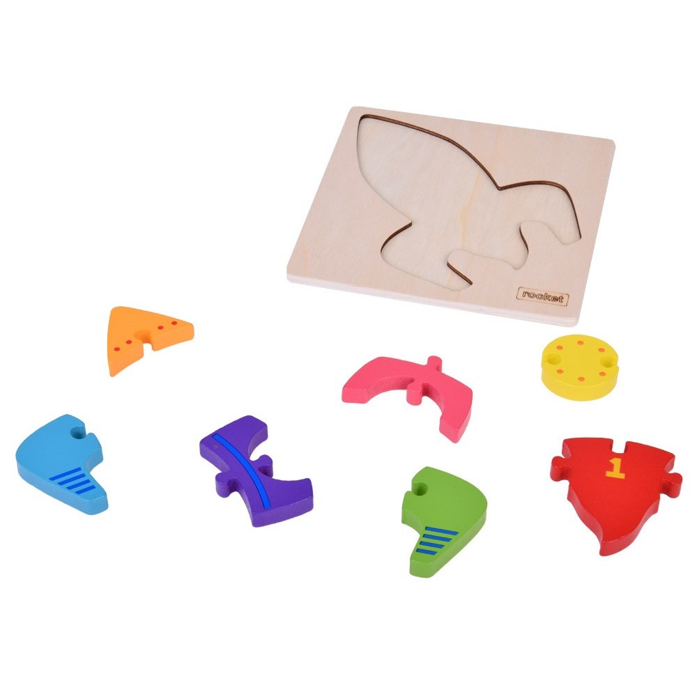 JOKO Montessori Senzorické Drevené 3D Puzzle Vesmírna Raketa