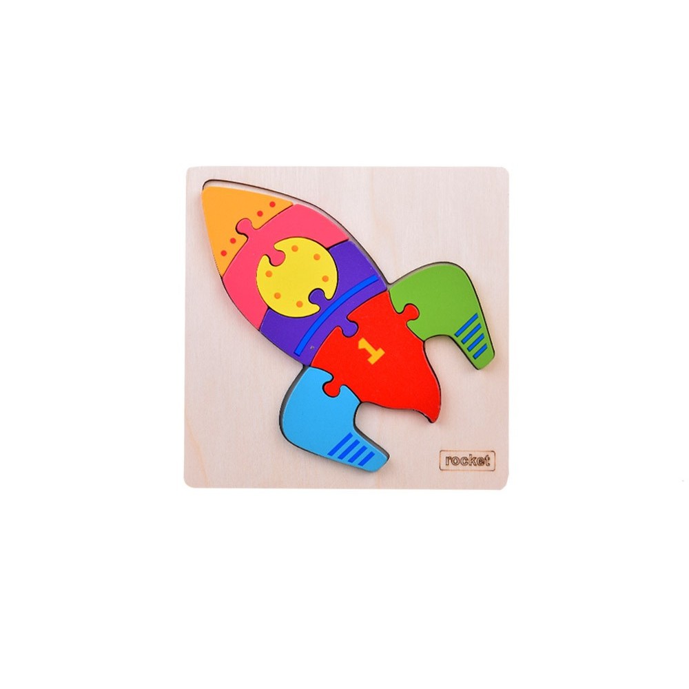 JOKO Montessori Senzorické Drevené 3D Puzzle Vesmírna Raketa