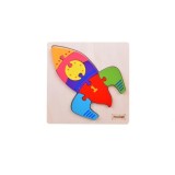 JOKO Montessori Senzorické Drevené 3D Puzzle Vesmírna Raketa
