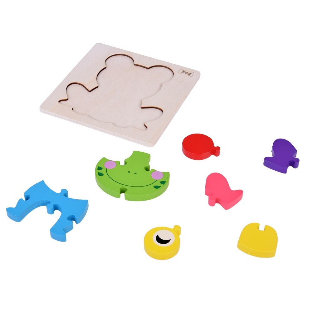 JOKO Montessori Senzorické Drevené 3D Puzzle Žabka