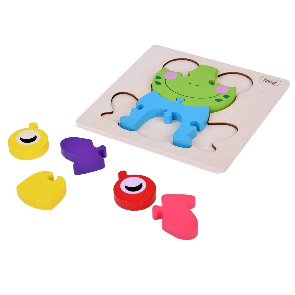 JOKO Montessori Senzorické Drevené 3D Puzzle Žabka