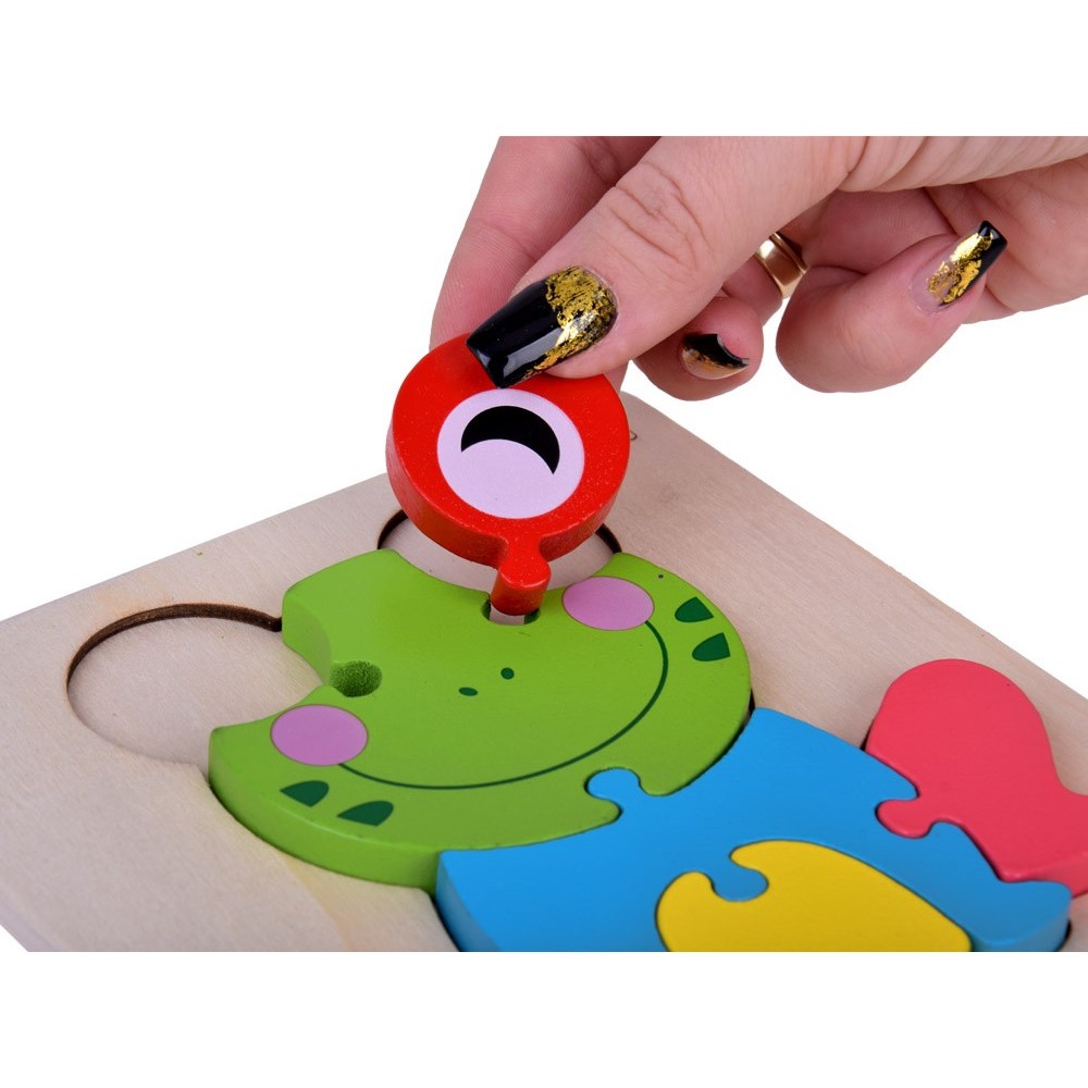 JOKO Montessori Senzorické Drevené 3D Puzzle Žabka