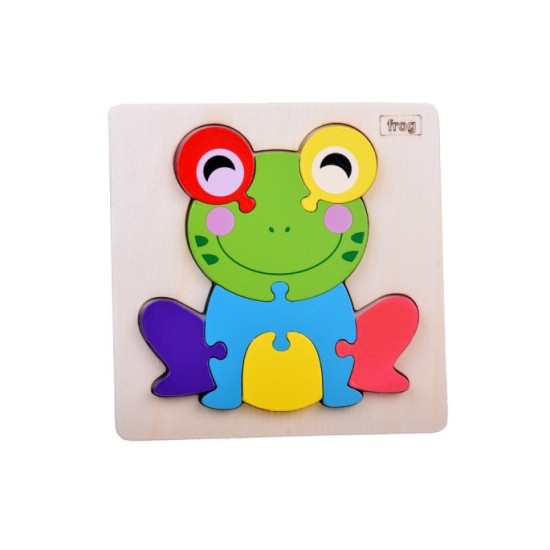 JOKO Montessori Senzorické Drevené 3D Puzzle Žabka