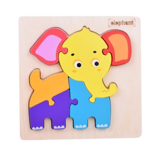JOKO Montessori Senzorické Drevené 3D Puzzle Slon