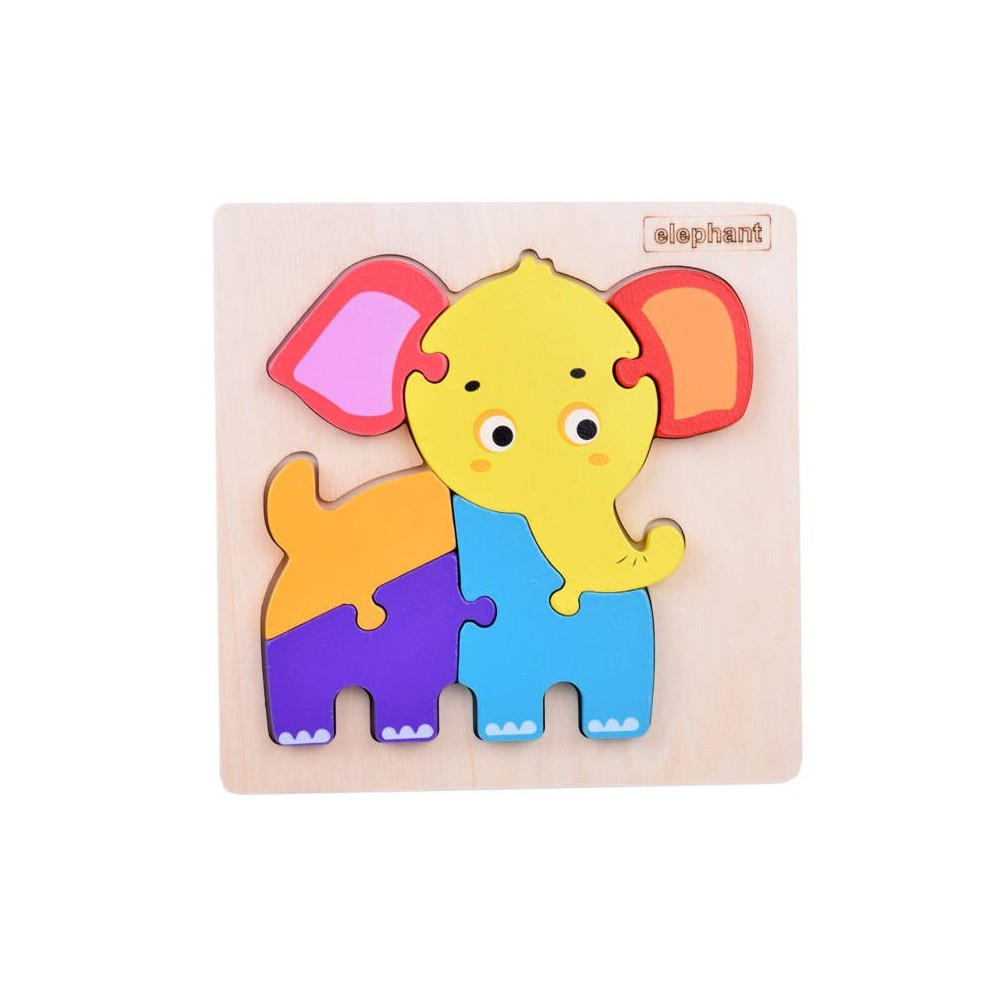 JOKO Montessori Senzorické Drevené 3D Puzzle Slon