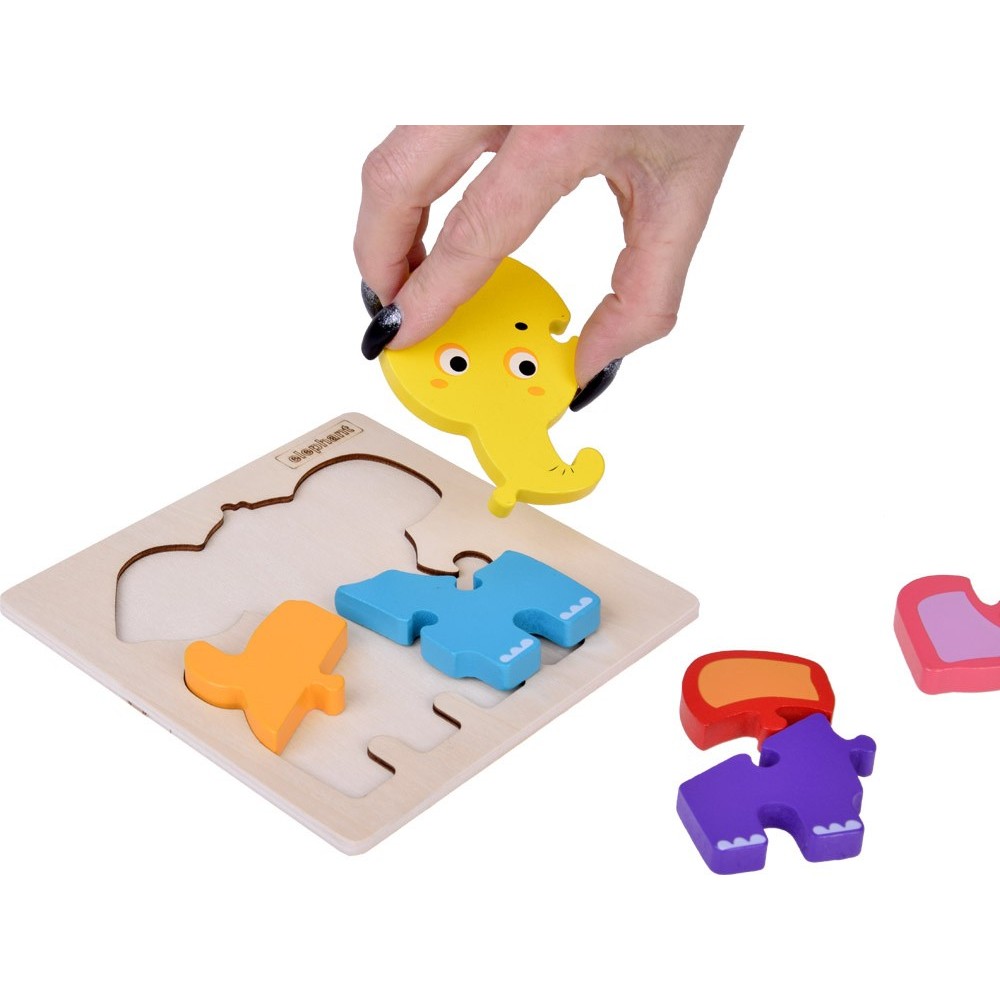 JOKO Montessori Senzorické Drevené 3D Puzzle Slon