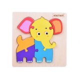JOKO Montessori Senzorické Drevené 3D Puzzle Slon