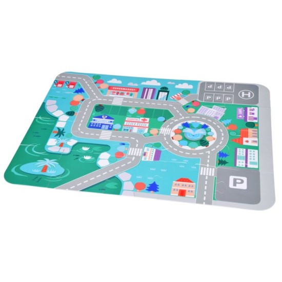 JOKO Sada Drevených Kociek Mesto 115ks + Puzzle Podložka