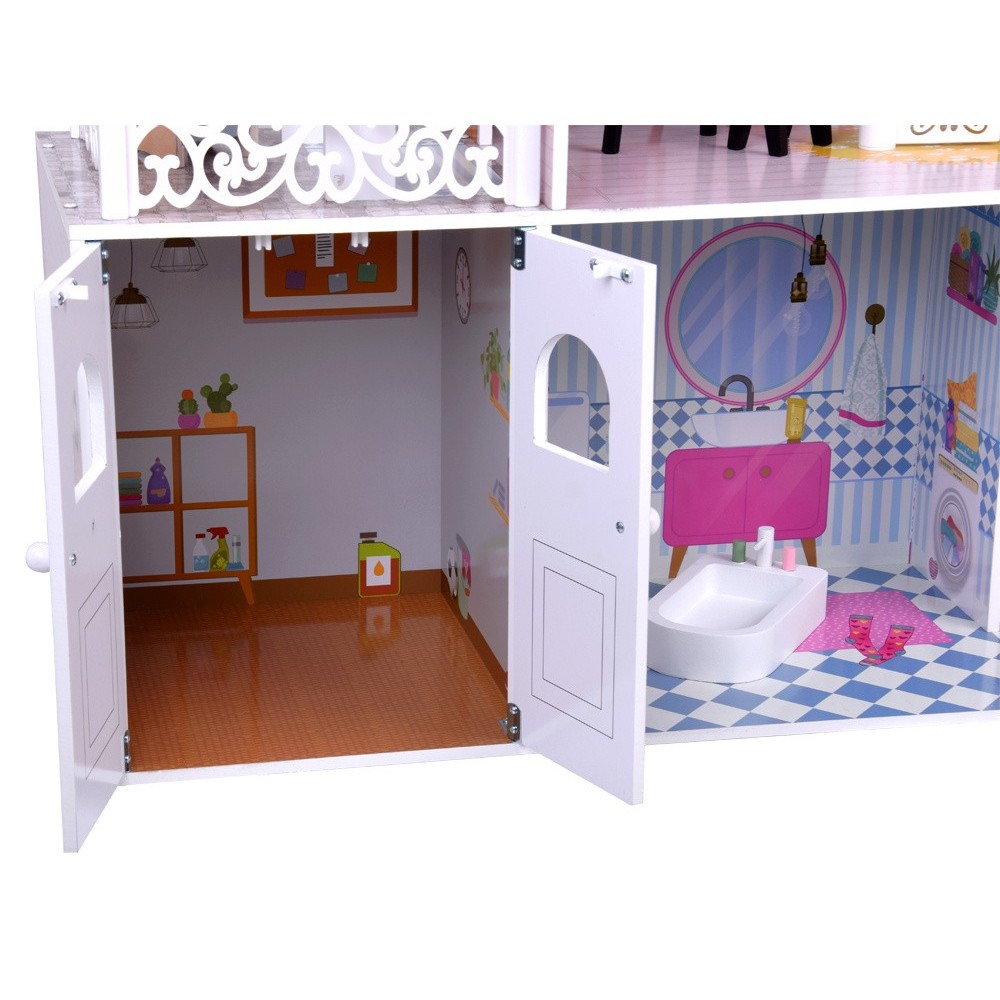 JOKO Veľký Drevený domček 120 cm pre bábiky s Výťahom