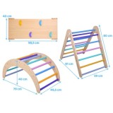 JOKO Drevená Hracia Zostava Montessori - Piklerovej Trojuholník s Lezeckou stenou, šmýkačkou a hojdačkou a lezeckým oblúkom 5v1