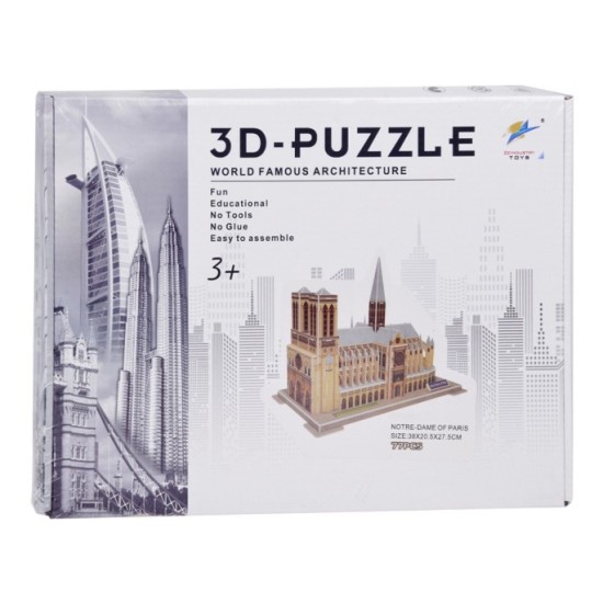 JOKO 3D Puzzle Notre-Dame Katedrála v Paríži 77ks