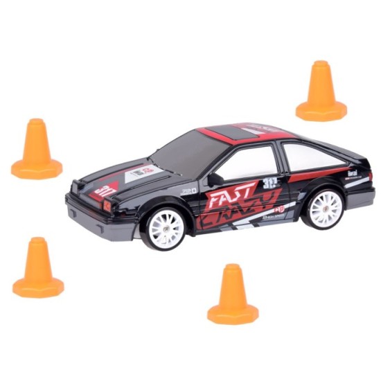 JOKO RC Pretekárske Rýchle Auto s Driftom a svetlom, rýchlosť 15 km/h, na diaľkové ovládanie, čierne