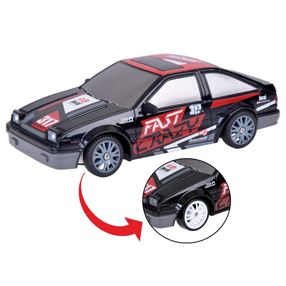 JOKO RC Pretekárske Rýchle Auto s Driftom a svetlom, rýchlosť 15 km/h, na diaľkové ovládanie, čierne