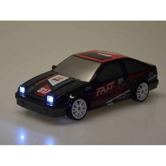 JOKO RC Pretekárske Rýchle Auto s Driftom a svetlom, rýchlosť 15 km/h, na diaľkové ovládanie, čierne