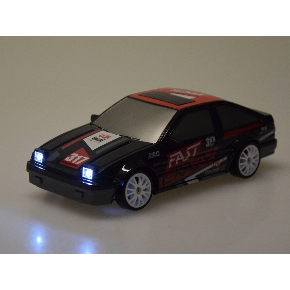 JOKO RC Pretekárske Rýchle Auto s Driftom a svetlom, rýchlosť 15 km/h, na diaľkové ovládanie, čierne