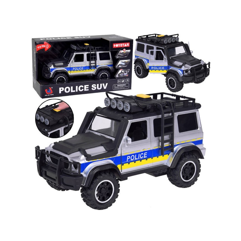 JOKO Policajné auto JEEP OFF-Road so svetlom a zvukom, strieborno-čierne