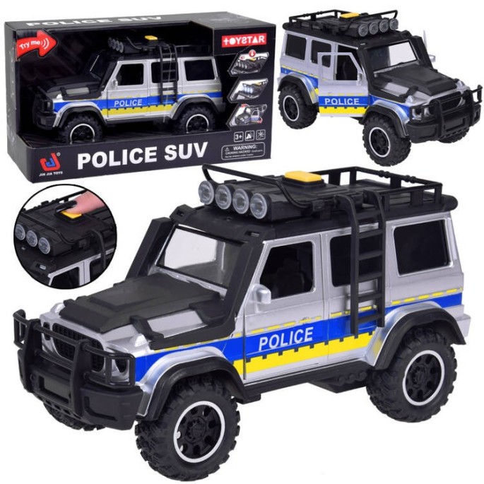 JOKO Policajné auto JEEP OFF-Road so svetlom a zvukom, strieborno-čierne