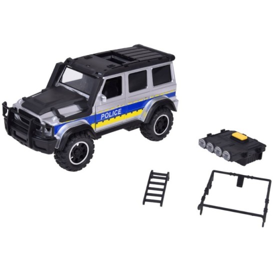 JOKO Policajné auto JEEP OFF-Road so svetlom a zvukom, strieborno-čierne